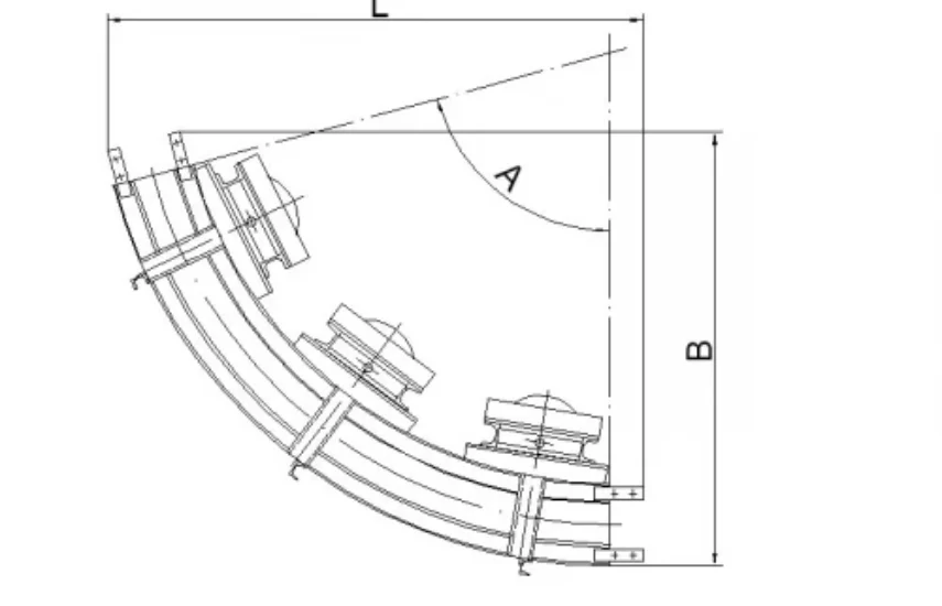 Чертёж участка поворотного (угол 65) 29 Е5-02.00.000-01