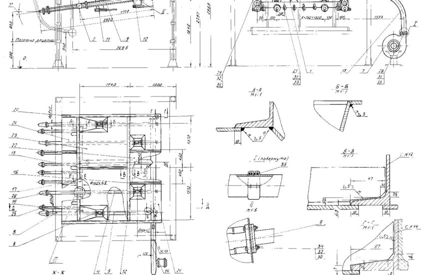 Чертёж устройства возврата уноса и острого дутья котла ДКВр-10-13С (ТЧЗМ) 00.8369.006 СБ